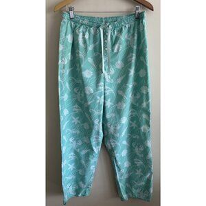 L.L. Bean 100% Cotton Soft Green Lobster Shells Pajama Bottoms Pants Medium